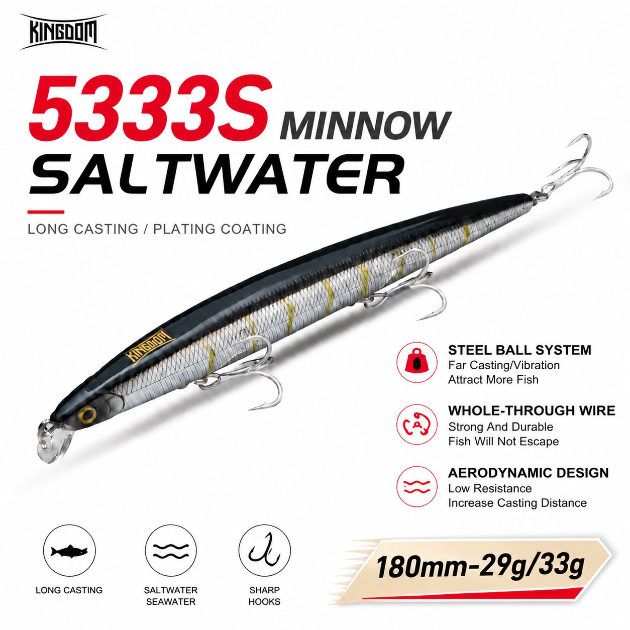 킹덤 이스카 인공 낚시 루어 180mm 29/33g 플 - Fishing Lure Topwater 리뷰 및 가격