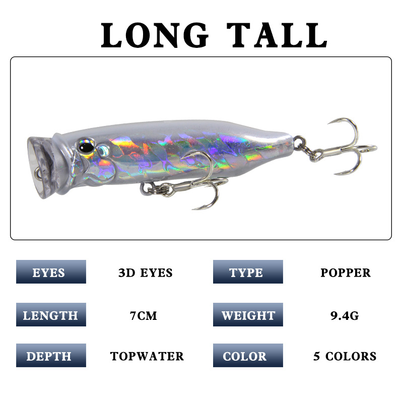 5Pcs 탑워터 포퍼 낚시 미끼 7cm 9.4g 퍼치  - Fishing Lure Topwater 리뷰 및 가격